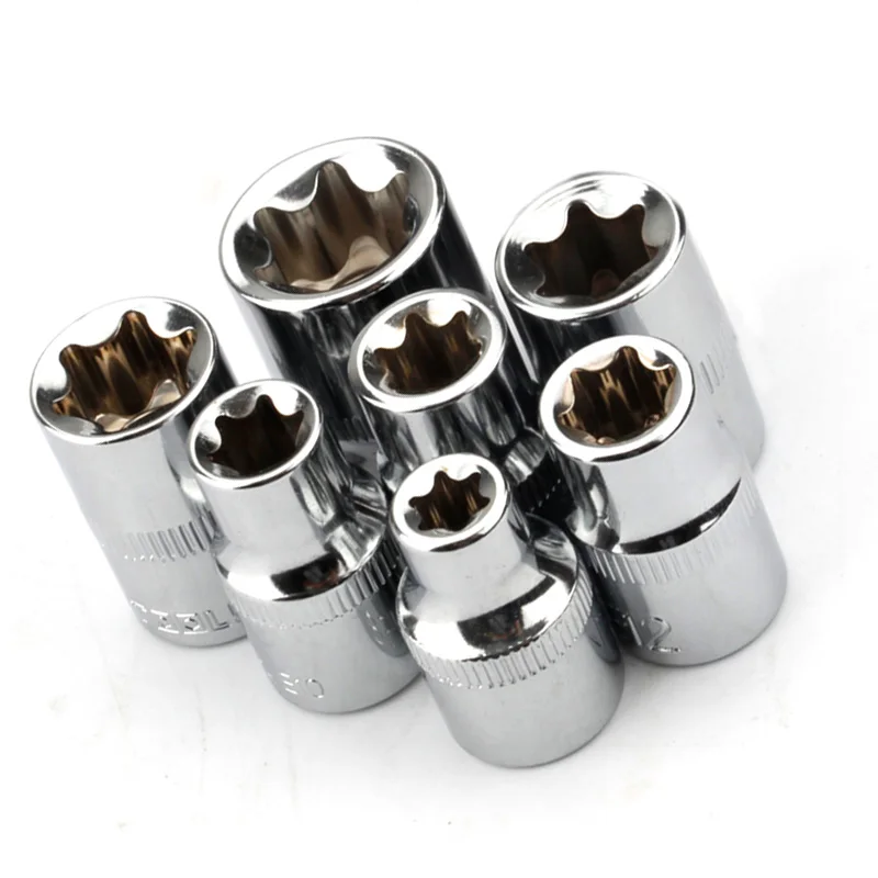 7-teiliges 3/8-Zoll-Stern-Torx-Steckschlüssel-Set Typ E (E8, E10, E11, E12, E14, E16, E18) Handwerkzeug-Adapter-Set – Detail 4