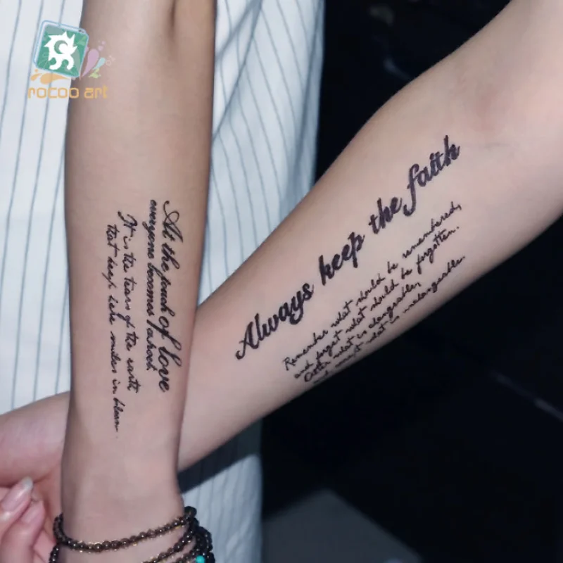 

Waterproof English Letter Tattoo Personalized 3d Flower Arm Fashion Temporary Tattoos Sticker Size 210 * 100mm