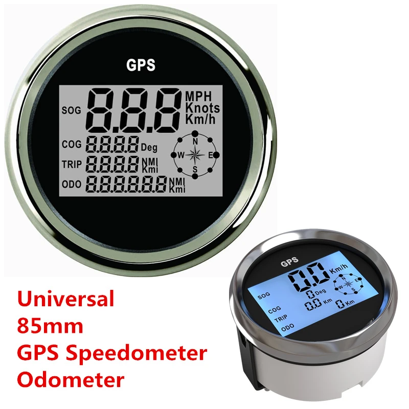 GPS 안테나가 있는 자동차 GPS 속도계, 트럭 보트 디지털 LCD 속도 게이지, 노트 나침반, 85mm