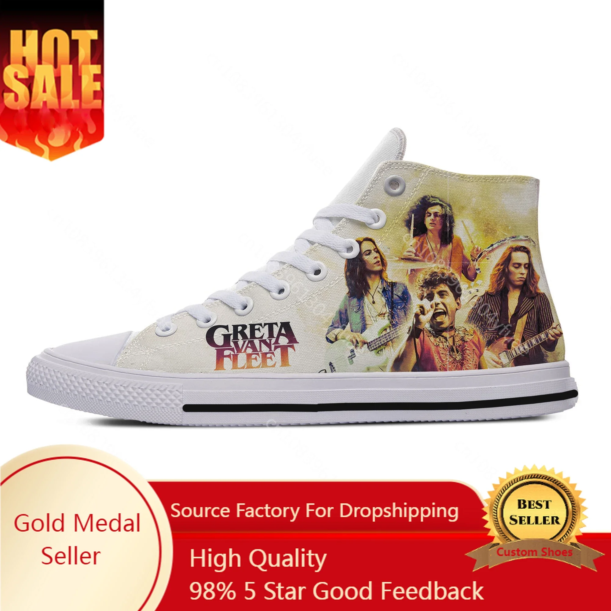 Hot Cool Fashion Shoes High Help Lightweight Sneakers Classic Canvas Shoes High Quality Woman Man Greta Van Fleet Board Shoes