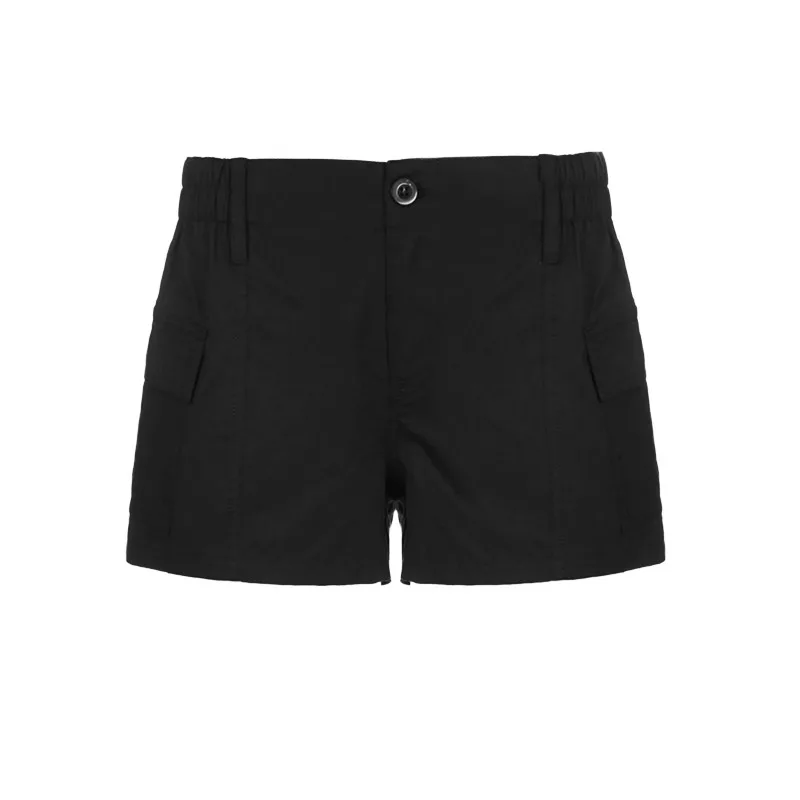 Women Vintage Elastic Low Waist Cargo Shorts Summer Casual Solid short overalls pant with Pockets for Nightclub Streetwear NWQ59