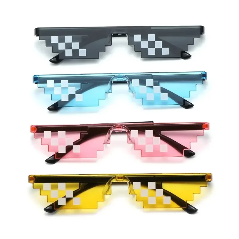 1PC NEW Mosaic Sunglasses Trick Toy Thug Life Glasses Deal With It Glasses Pixel Black Mosaic Sunglasses Cool Jokes Funny Toys