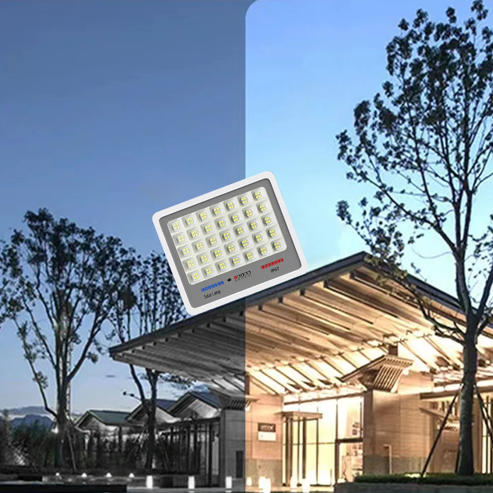 Description Picture 5 of itemSolar Powered LED Flood Light Auto-On Outdoor Security Lights Multi Modes Outside Spotlights Remote Control for Garden Courtyard