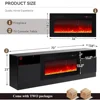 Fireplace TV Stand with 36" Electric Fireplace, LED Light Entertainment Center, Modern Wood Texture Entertainment Stand 3