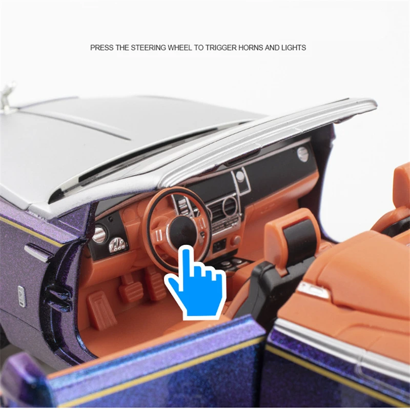 1:24 Rolls Royces Dawn Alloy Luxy Car Model Diecasts Metal Toy Vehicles Car Model Simulation Sound and Light Childrens Toys Gift 3