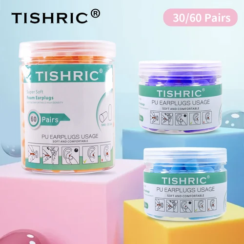 TISHRIC 부드러운 스폰지 귀마개, 소음 감소, 수면 귀마개, 여행용 소음 감소, 35.5db 방음 2