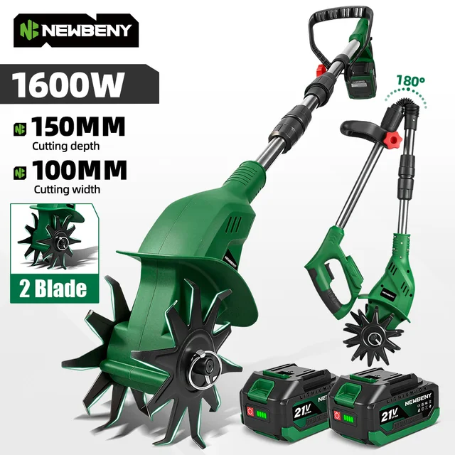 Nouvelle débroussailleuse électrique NewBeny 1600W, motoculteur de jardin, rotoculteur, outil de tonte pour batterie Makita 21V 1