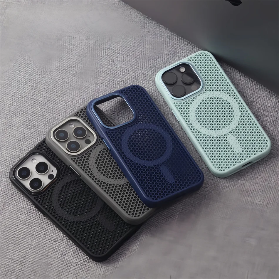 Breathable Armor Cover with Heat Dissipation Mesh for Magnetic Wireless Charging Case