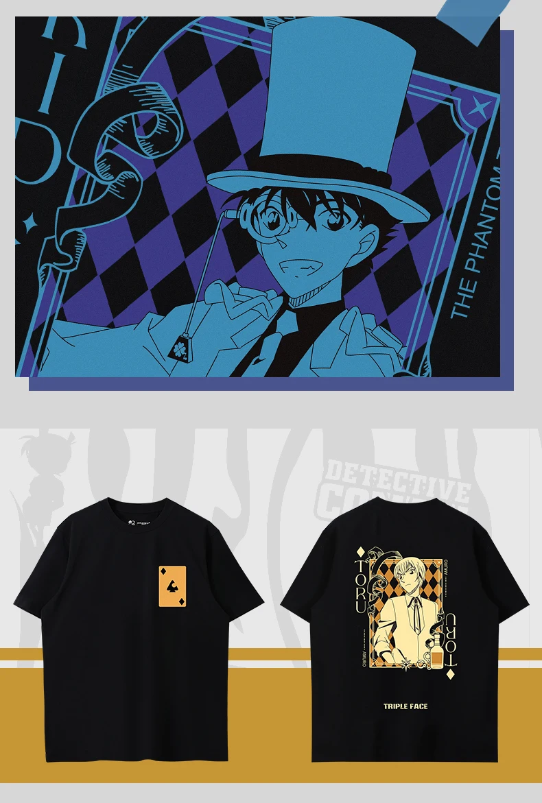 Anime Detective Conan Rei Shinichi Ai Ran Kid Cotton Short-sleeved Summer Thin T-shirt Manga Role Action figure Gift