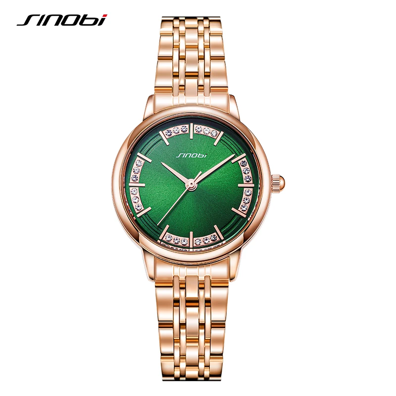 Sinobi Fashion Women Watch Top Brand Rose Gold Stainless Steel Waterproof Quartz Ladies Watch Luxury High Quality Clock Gifts