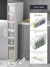  14/16/18/20/23/26/35cm Kitchen Shelf Floor Type Multi-Layer Gap Storage Cabinet Narrow Gap Side Cabinet 