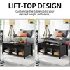 47.5in Lift Top Coffee Table with Hidden Compartment & 3 Cube Open Shelves for Living Room, Office. Lift Up Center Coffee Table 4