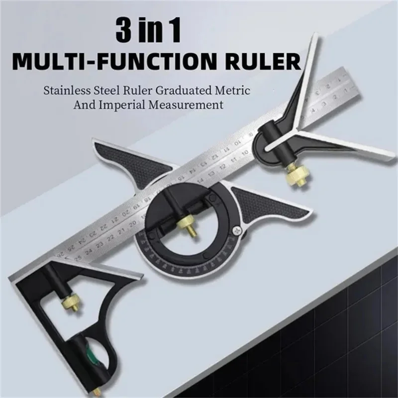 300mm Square Right Angle Ruler Protractor Movable Square Woodworking Angle Ruler Measuring Tools Multi Combination Set 3