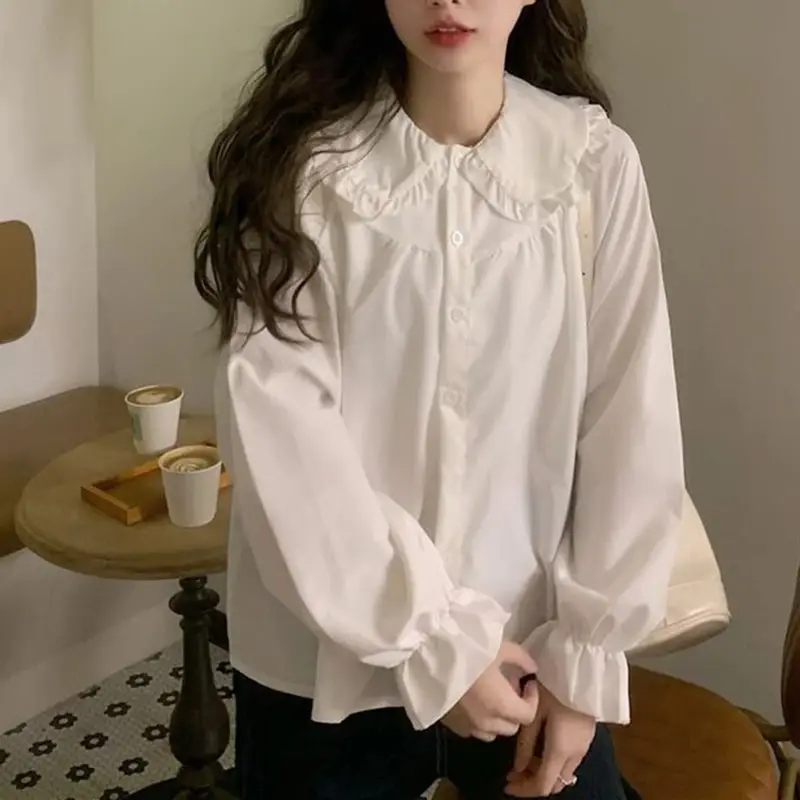 Gidyq 여성용 빈티지 화이트 셔츠: 프레피 스타일의 감성적 매력