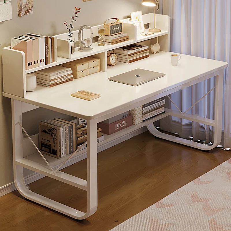 

Bookshelf White Computer Desks Shelf Storage Supplies Student Gaming Desk Luxury Metal Mesa De Computador Theater Furnitures
