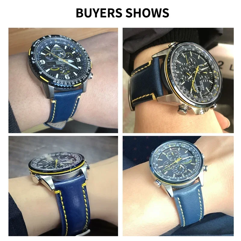 Фото Ремешок из воловьей кожи для часов Citizen Blue Angel Air Eagle AT8020 Jy8078 первого второго поколения, удобный и дышащий, 22 23 мм №4