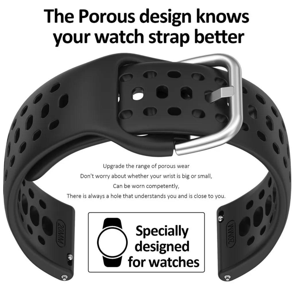 Women's Breathable Sport Silicone Watchband - Soft Replacement Strap