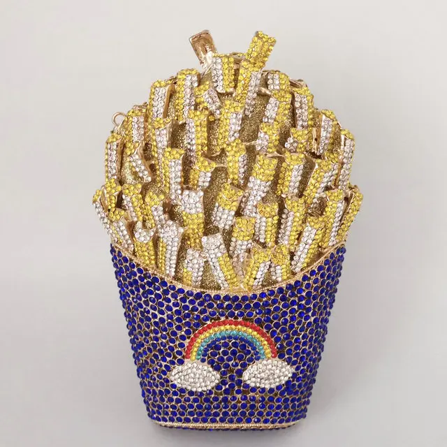 Buy the Rainbow Crystal Rhinestone French Fry Clutch