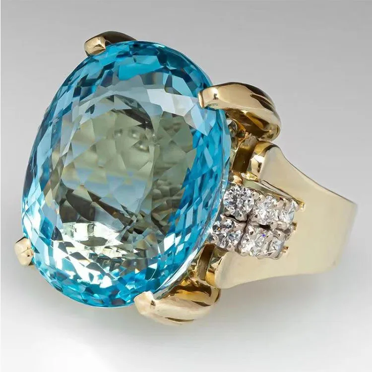 Fashion Ladies Large Oval Crystal Wedding Engagement Ring Inlaid Dove Egg Zircon Party Fashion Jewelry High Quality Jewelry