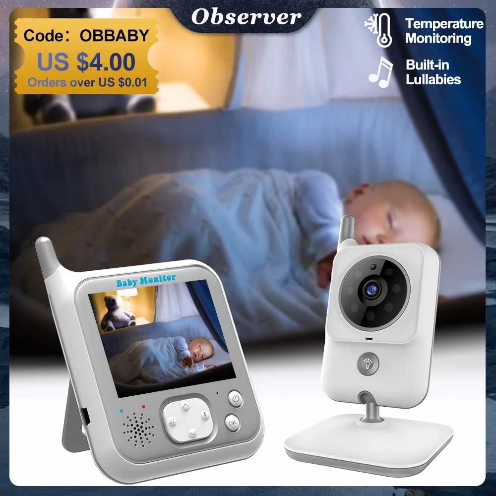 VB607 Video Baby Monitor 3.2 Inch LCD Babysitter 2 Way Audio Night Light Cam Temperature Detection Nanny Pet Baby Lullaby Camera
