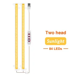 Full Spectrum LED Grow Light USB 5V for Indoor Plants and Seedlings (Sunlight 2 head)