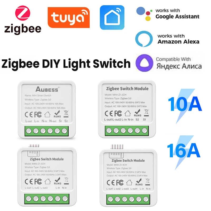 Tuya Zigbee Smart Switch 1/2/3/4 Gang 2 Vie Di Controllo Fai Da Te Breaker Smart Home Moduli Funzionano Con Alexa Google Home 33 Alice