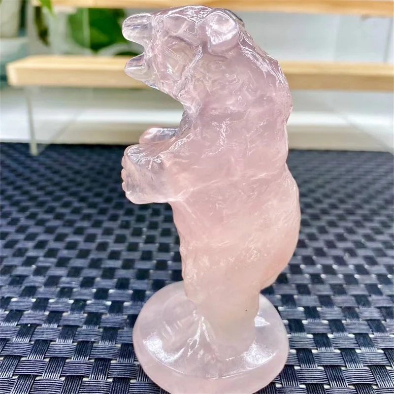 

Natural Fluorite Bear Carving Reiki Healing Crystal Ornaments Animal Figurine Crafts Home Decor Gift 1pcs 10CM