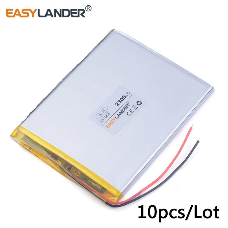 

10pcs /Lot 3.7v lithium Li ion polymer rechargeable battery 357085 2300mAh can be customized wholesale Tablet pc MID IPAQ Power