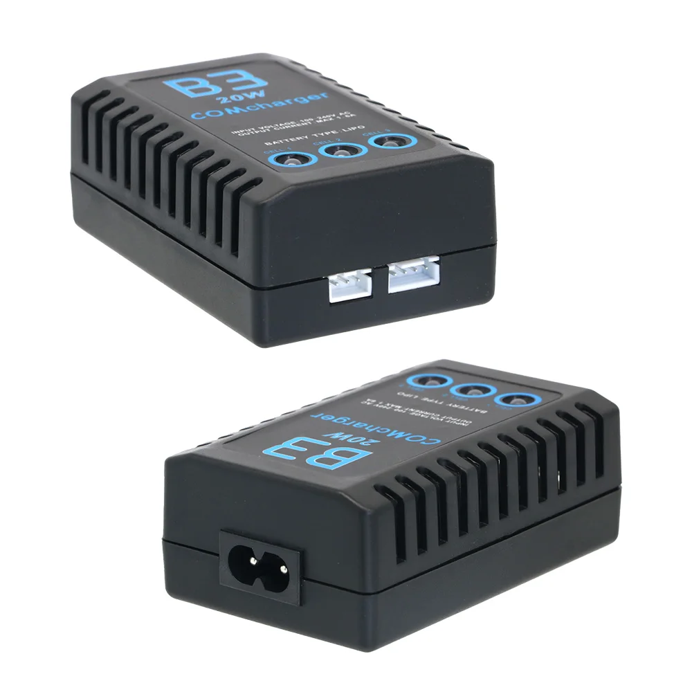 Chargeur IMAX B3 20W connecté à une batterie LiPo, prêt à charger pour drone RC