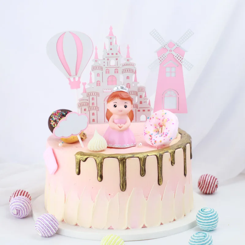 Glitter Castle Cake Topper - Rose Gold Princess Birthday Decor For Girls, Baby Shower, Wedding, Anniversary Party - View #9