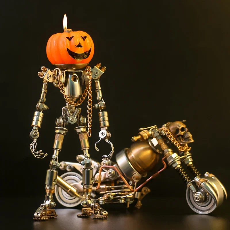 

NEW 3D Mechanical Puzzle Pumpkin Rider Motorcycle Metal Model Kit Diy Halloween Dark Nights Son Assembled Toy Children's Gifts