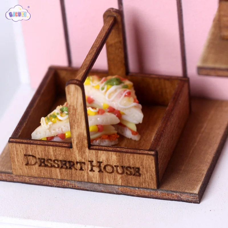 

1:12 Dollhouse Wooden Storage Basket Simulation Mini Dessert Bread Frame Home Desktop Decor Crafts Model Ornaments