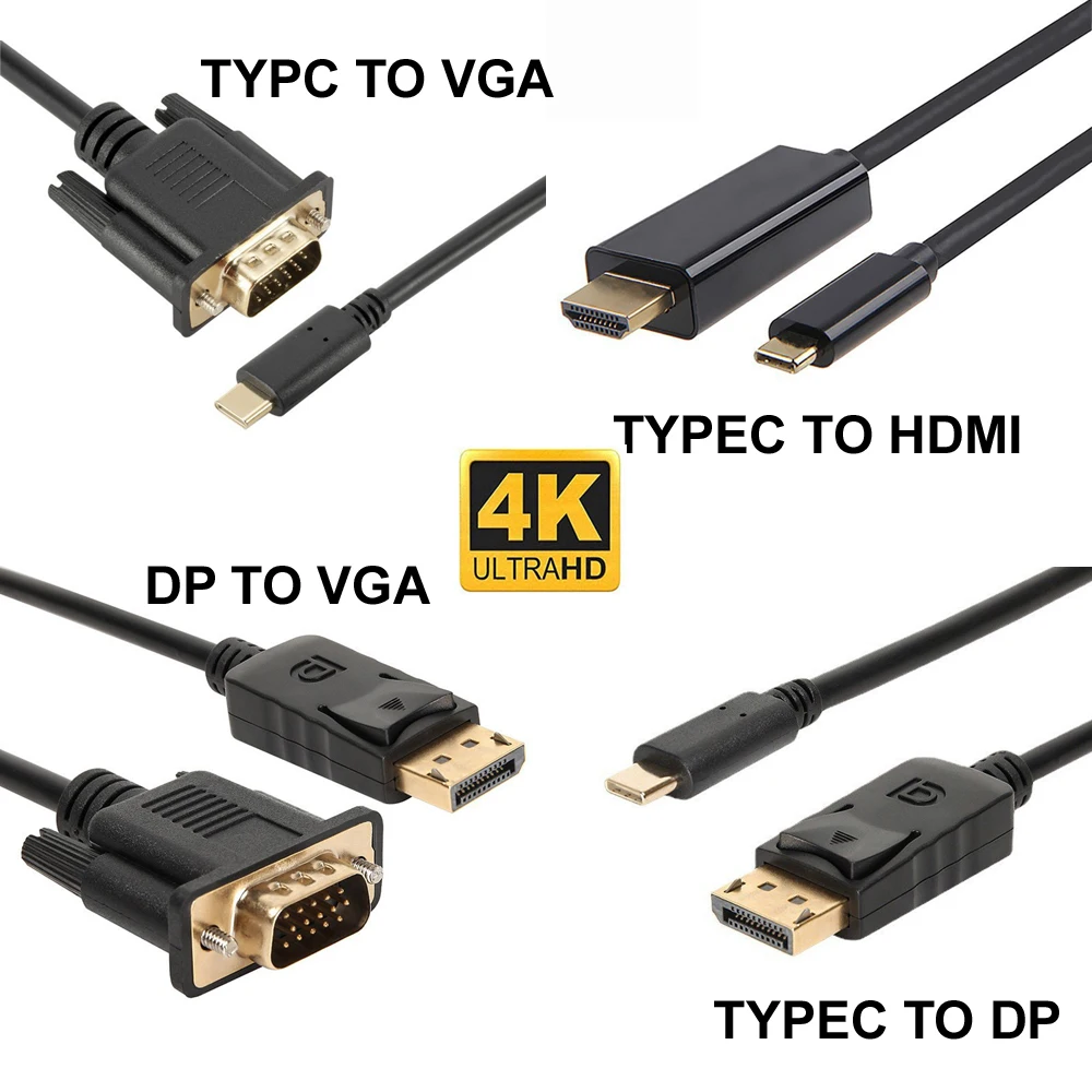 Cavo Adattatore Convertitore Da Usb C 1.8 A Vga Hdmi Dp Type-C P Dp 4K A Vga Da 1080 M Per Proiettore Video Esterno Uhd Portatile 1.8M Hd