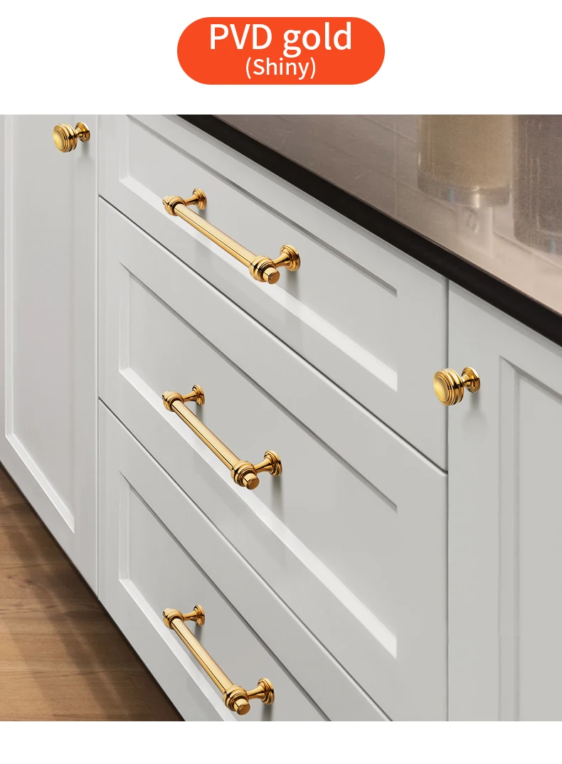 YONFIA 3644BB Brushed Brass Kitchen Cabinet Handles Knob Zinc Alloy Furniture Drawer Handle Wardrobe Closet Pull Handle Gold