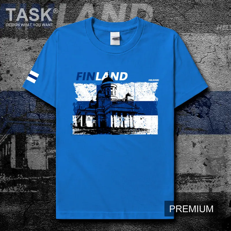 

Helsinki Cathedral National Landmark Building Finland Flag Printed T-Shirt Summer Cotton O-Neck Short Sleeve Men's T Shirt New
