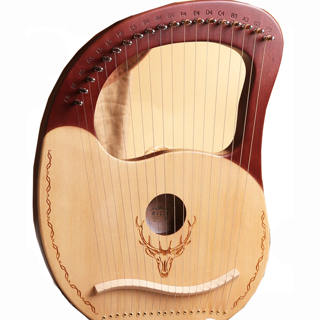Wooden Mahogany Lyre Harp with Pickup Tuning Tools, Musical Instruments, Reindeer, 19 Strings, 16 Strings, 10 Strings
