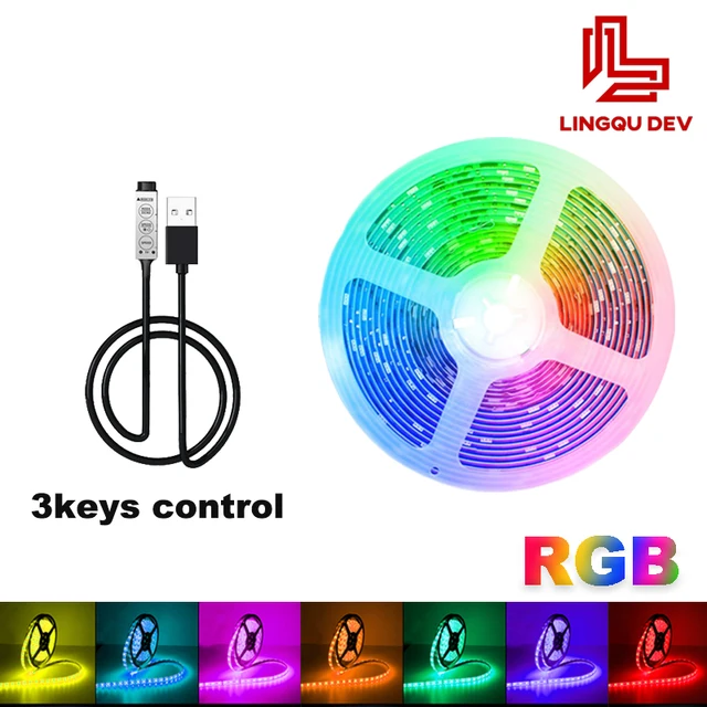 LED Strip Light 20m 15m 10m 1-5m for Room Decor Color RGB 5050 LED Tape 5V LED for TV Backlight and House Party Neon Lighting 3keys