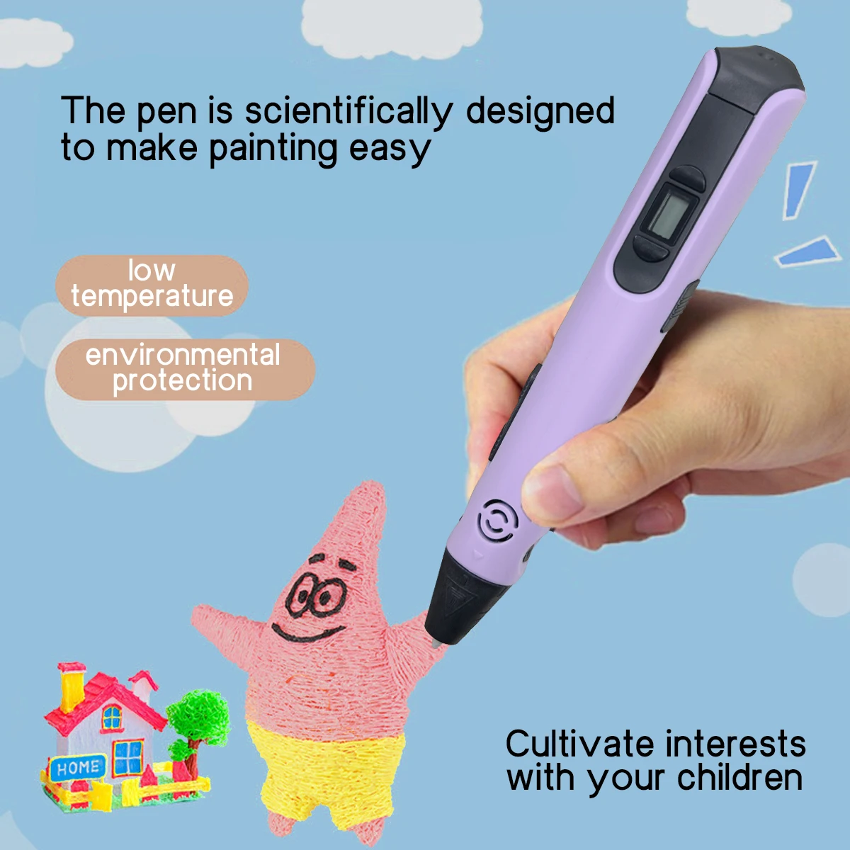 Upgraded 3D Printing Pen Children's Creative Painting Toys Lcd Screen Display DIY Handmade Gifts 9 Meters Long Pla Filament