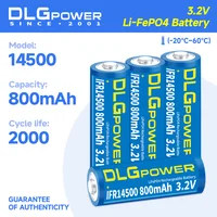 DLGPOWER 3.2V AA/14500 800mAh LiFePO4 Battery Rechargeable Battery 2000 Discharge Cycle Flashlight Wireless Mouse Keyboard Toy 1