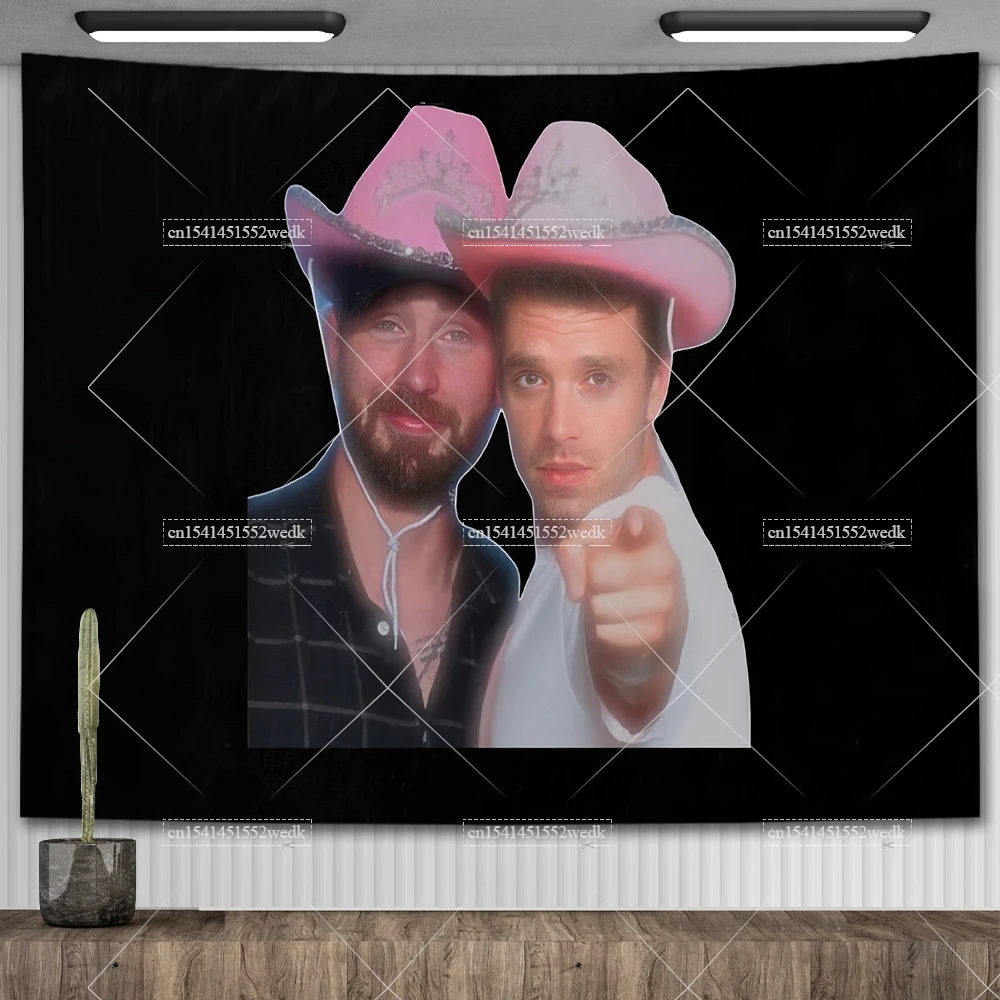 Sebastian Stan Tapestry Wall Decor Posters Funny Cowboy Hat Meme Tapestry Aesthetic Room Decoration Party Backdrops
