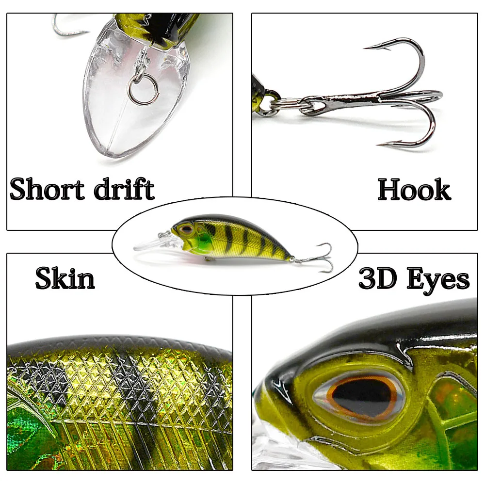 MNFT 1Pc Floating Crank Bait Fishing Lure Wobbler 14.5g 9cm Isca Artificial  Lure Bass Pike Trolling Pesca Tacke