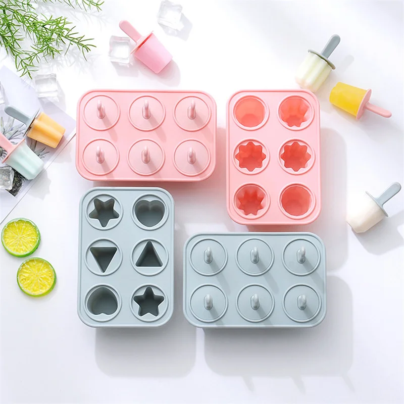 Ice cream molds Silicone Ice Cream Popsicle Mold With Handle DIY Reusable Summer Ice Cube Tray Children's Cream