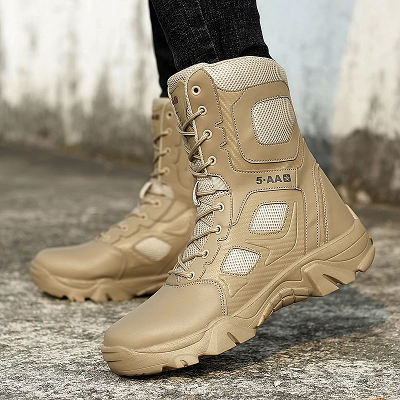 Basic Boots Men Tactical Boots Training Wearable Desert Combat Men Hiking Shoes Sneakers Big Size 39-47 Zapatos Hombre mens leather boots