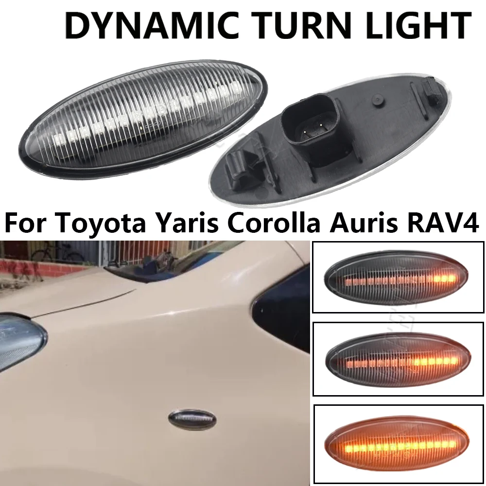 Clignotant Latéral De Voiture Adapté Pour Toyota-Yaris 12.2005-03.2011/-RAV4 01.2006-02.2009 Feux De Position D'avertissement De Garde-boue 12V