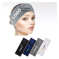 50pcs Custom Logo Facial  Spa Embroidery Hairband Terry Cloth Stretch Towel Washable Facial Spa Makeup Headband 1