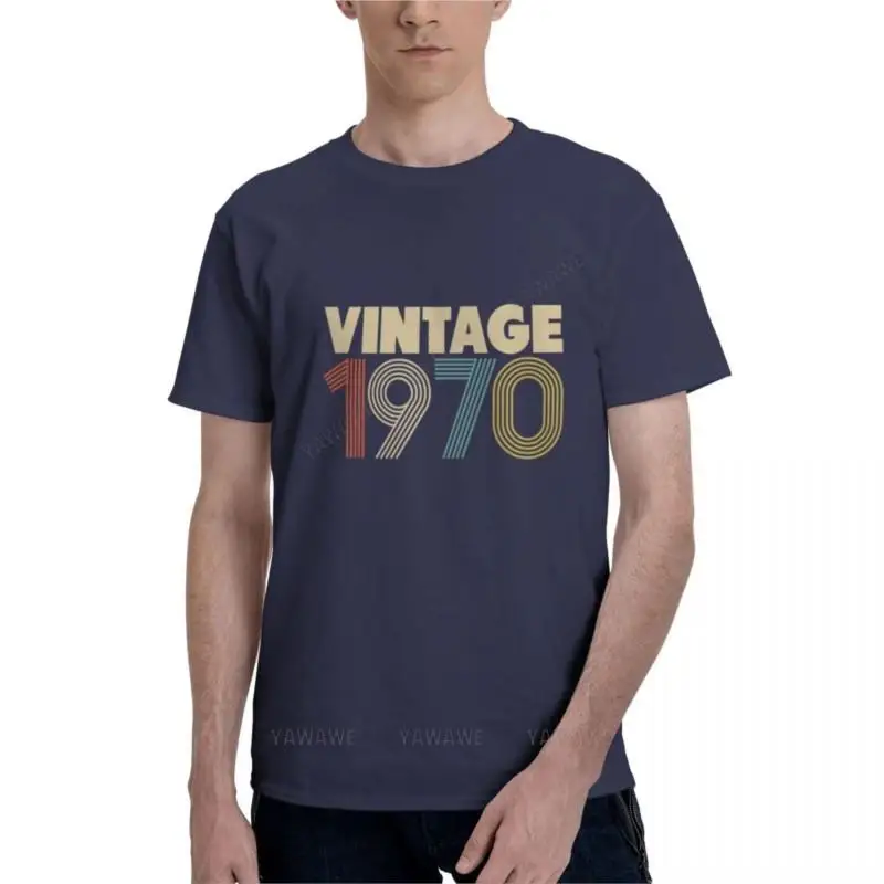 

Классическая винтажная футболка на день рождения 1970 - 48 лет, индивидуальные футболки, дизайнерские Собственные футболки, топы, футболки с круглым вырезом