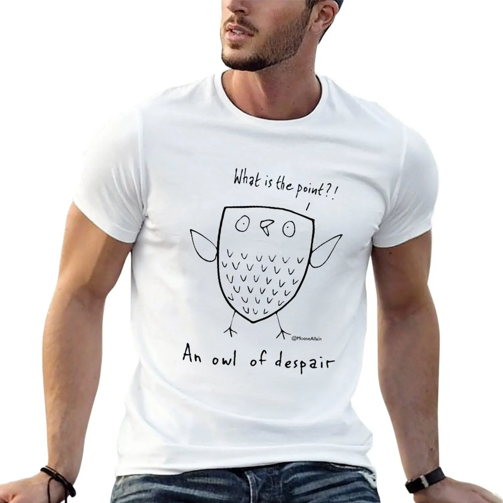 

New An Owl of Despair T-Shirt man clothes sweat shirts Short sleeve tee clothes for men