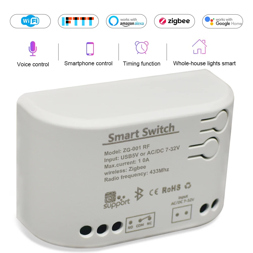 Zigbee-interruptor de Comando Inteligente Garage Gate Módulo de Relé Tuya App Controle Remoto Wifi Switch Open Door rf 433 Trabalhar com Alexa Google Home - Image 3