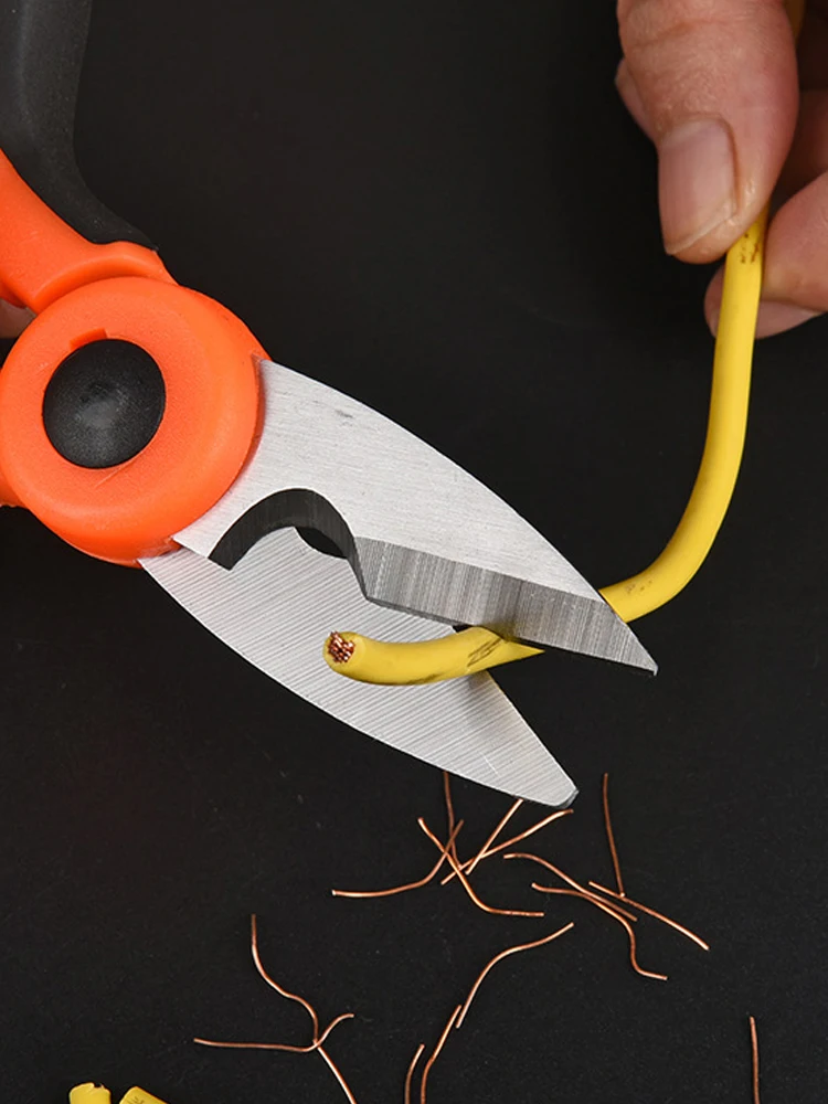 High Carbon Steel Scissors Household Shears Tools Electrician Scissors Wire Stripper Hand Tool Electrician Scissors Stripping 6