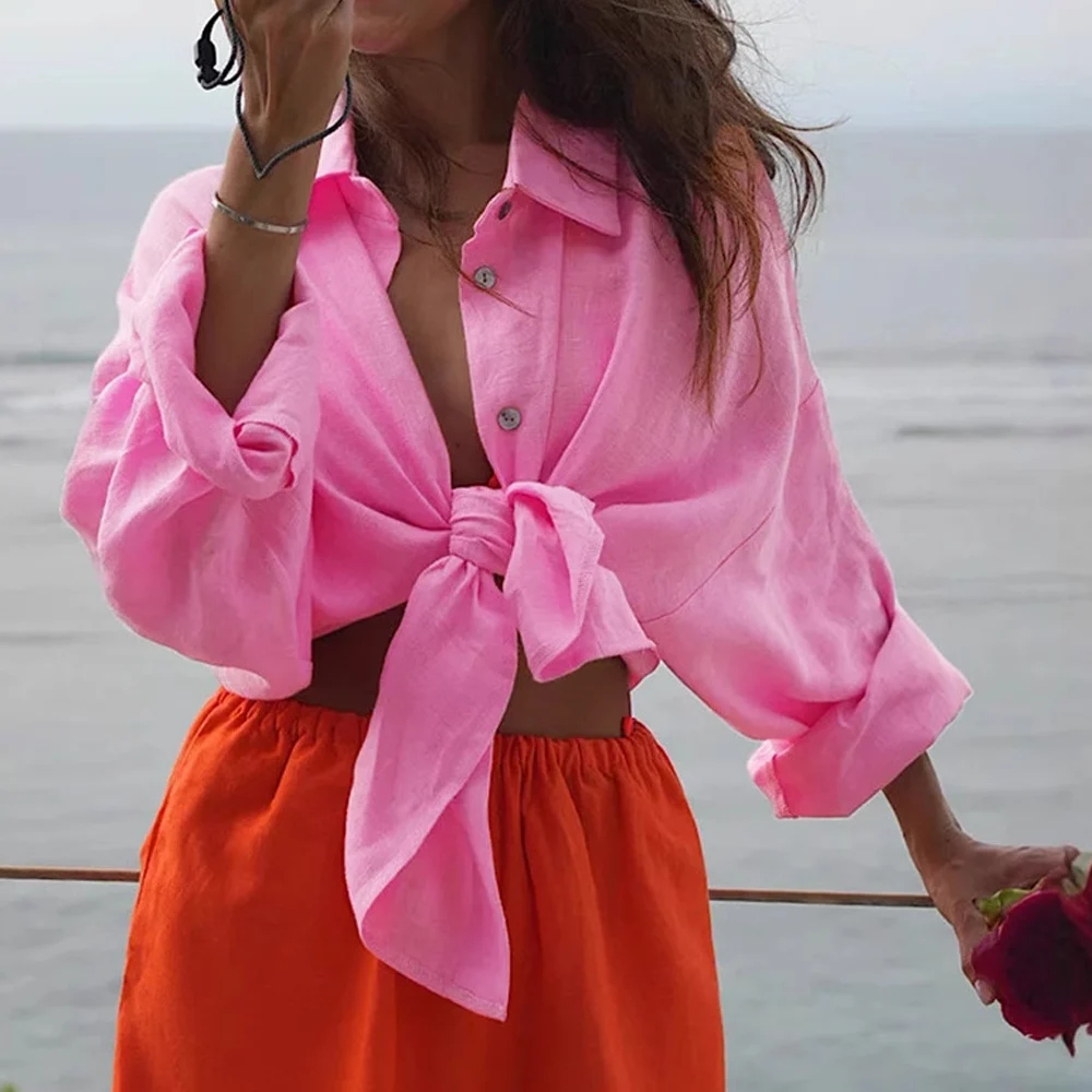 White Cotton Long Sleeve Slim Fit Women Blouse for Spring Autumn Workwear